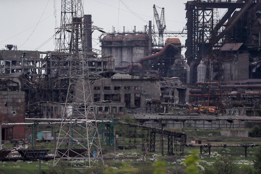 A view shows a plant of Azovstal Iron and Steel Works during Ukraine-Russia conflict in the southern port city of Mariupol, Ukraine May 15, 2022. u00e2u20acu201d Reuters pic
