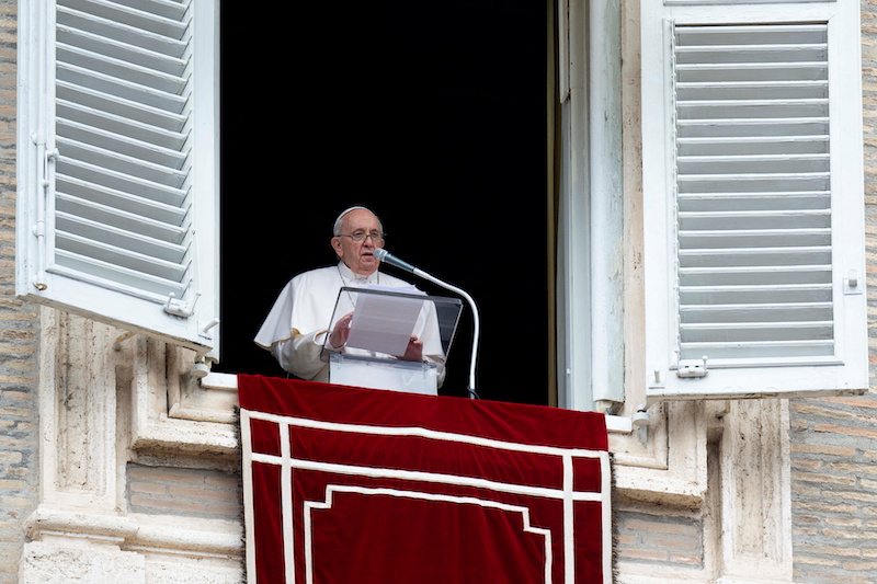 Pope Francis speaks during Regina Caeli prayer, in Saint Peter's Square at the Vatican, May 1, 2022. u00e2u20acu201d Vatican Media handout via Reuters pic 