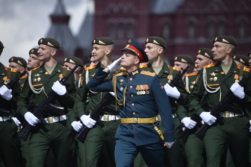 Russian servicemen march on Red Square during the Victory Day military parade in central Moscow May 9, 2022. u00e2u20acu201d AFP pic