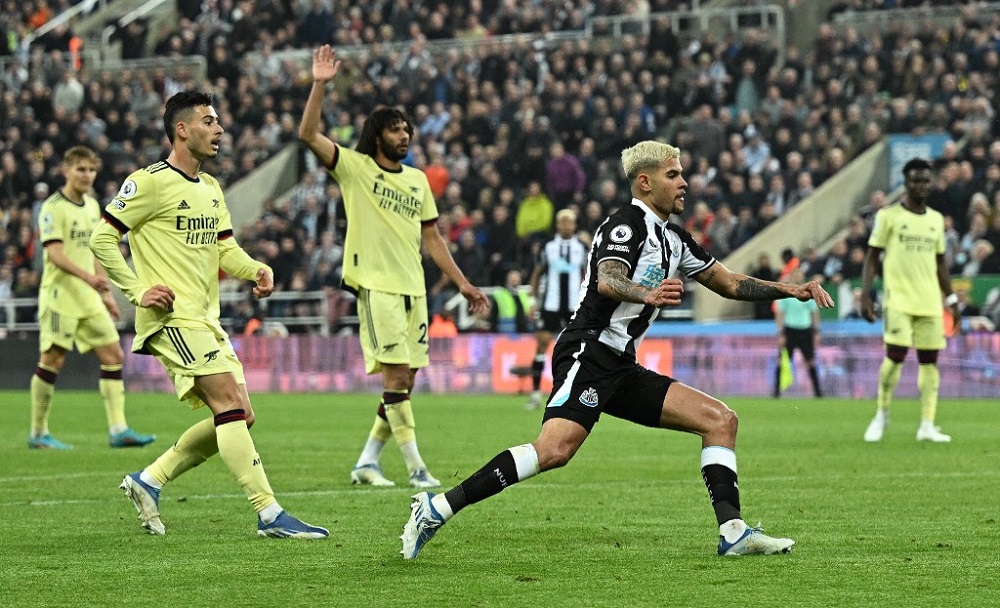Newcastle Unitedu00e2u20acu2122s midfielder Bruno Guimaraes celebrates scoring the teamu00e2u20acu2122s second goal during the English Premier League football match between Newcastle United and Arsenal at St Jamesu00e2u20acu2122 Park in Newcastle-upon-Tyne May 16, 2022. u00e2u20acu201d AFP pic