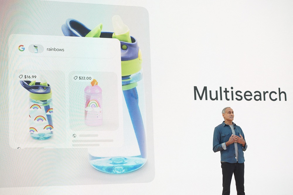 Prabhakar Raghavan, a Google senior vice president, presents new products at the company's annual I/O developer conference at the Shoreline Amphitheater in Mountain View, California May 11, 2022. u00e2u20acu2022 Google/Handout via Reuters