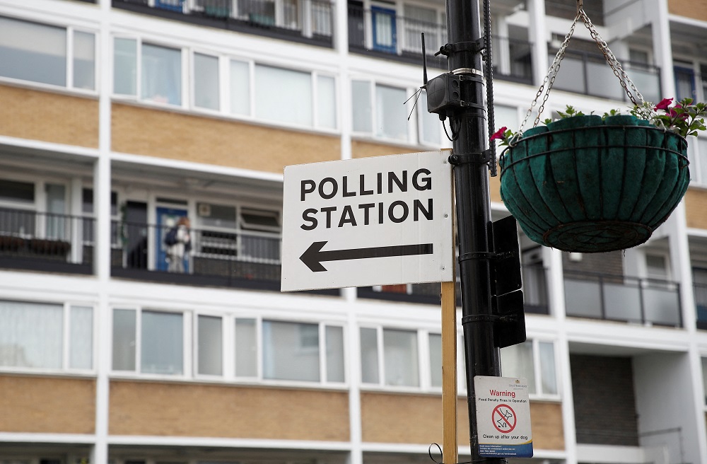 A polling station sign is seen ahead of local authority elections, in London, Britain, May 4, 2022. u00e2u20acu2022 Reuters pic