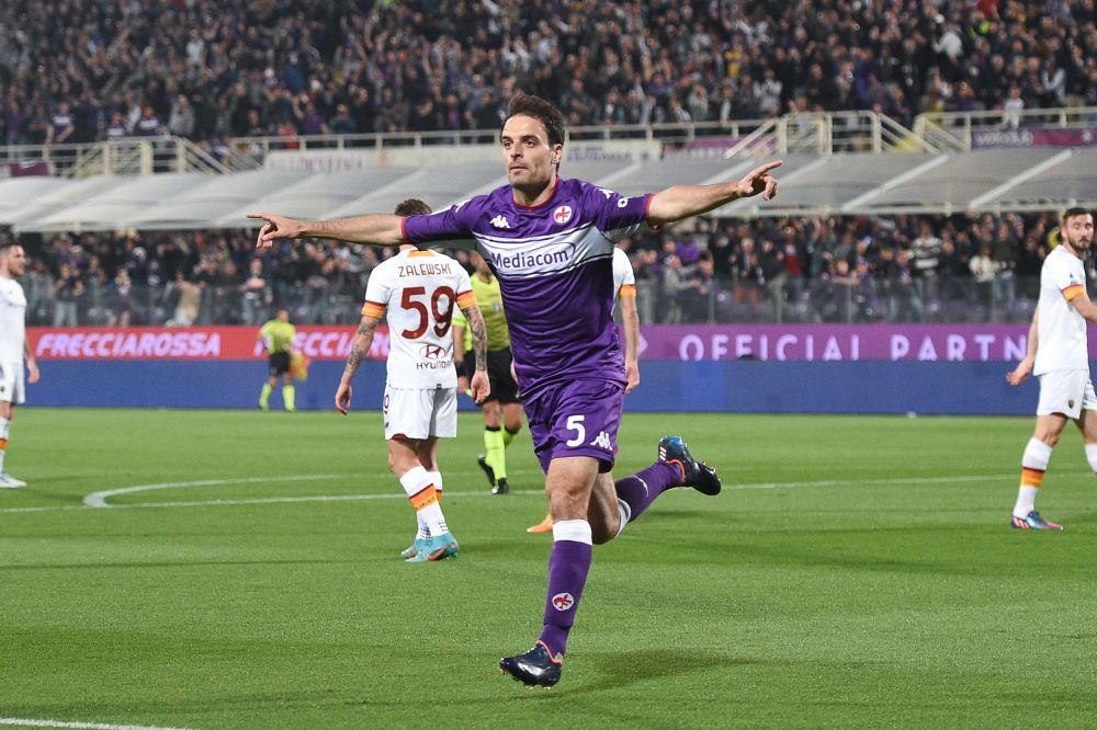 Giacomo Bonaventura of Fiorentina celebrates scoring against AS Roma in Florence May 9, 2022. u00e2u20acu201d Reuters pic