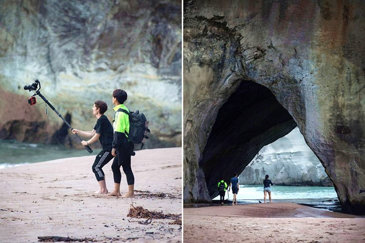 Taking pictures and exploring the cove.