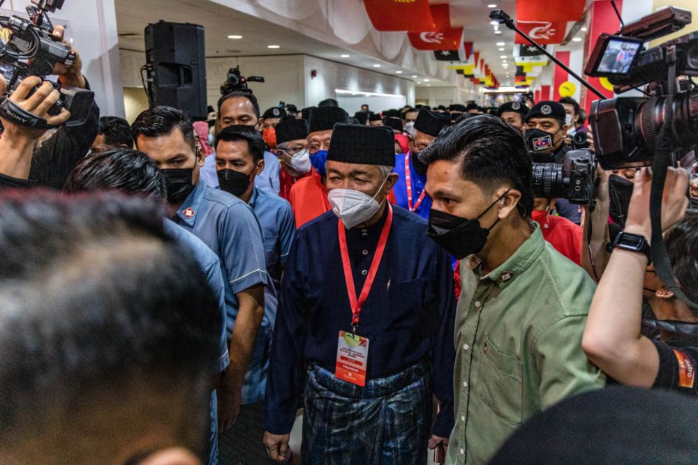 Umno president Datuk Seri Dr Ahmad Zahid Hamidi is seen attending the Umno extraordinary general meeting (EGM)at the World Trade Centre in Kuala Lumpur May 15, 2022. u00e2u20acu201d Picture by Firdaus Latif