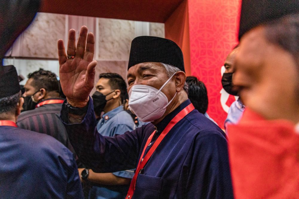 Umno president Datuk Seri Dr Ahmad Zahid Hamidi is seen attending the Umno extraordinary general meeting (EGM)at the World Trade Centre in Kuala Lumpur May 15, 2022. u00e2u20acu201d Picture by Firdaus Latif