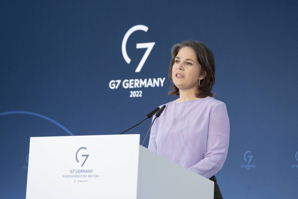 Germanyu00e2u20acu2122s Foreign Minister Annalena Baerbock speaking during the G7 Foreign Ministers Meeting final press conference at Weissenhaus, Germany  May 14, 2022. u00e2u20acu201d Imago Images via Reuters