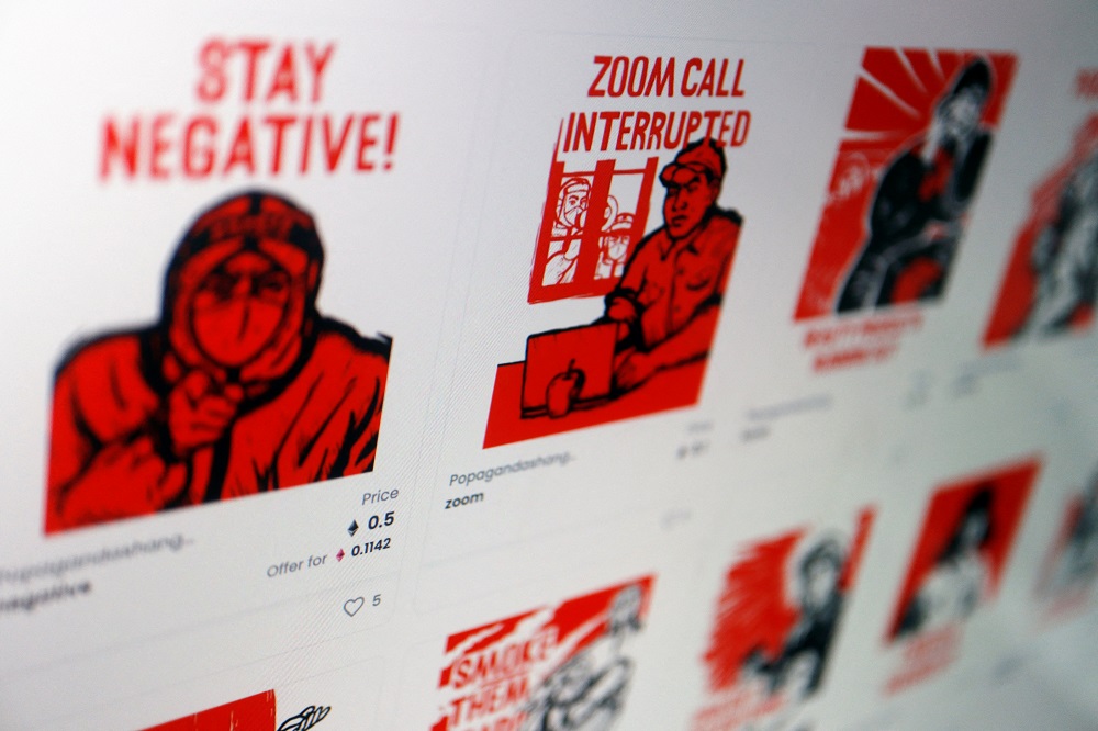 POPaganda, a non-fungible token (NFT) collection created by Malaysian artist Simon Fong depicting life under lockdown in China's Shanghai, is seen on the website of NFT marketplace OpenSea, April 29, 2022. u00e2u20acu2022 Reuters pic