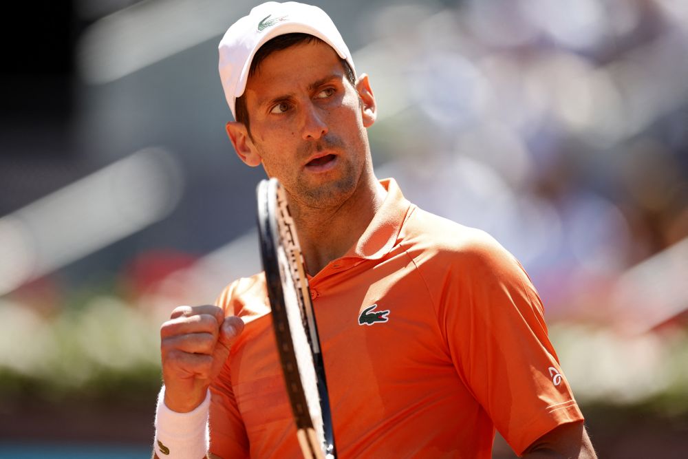 Serbia's Novak Djokovic reacts during his quarter final match against Poland's Hubert Hurkacz at Caja Magica, Madrid May 6, 2022. u00e2u20acu201d Reuters picnn