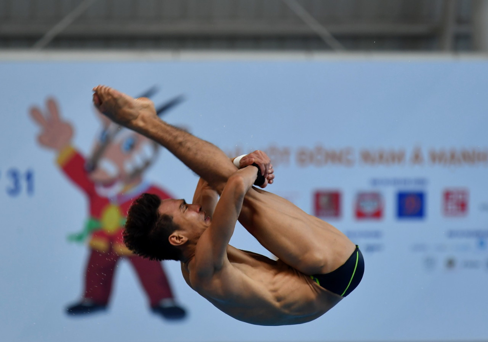 Muhammad Syafiq Puteh in the menu00e2u20acu2122s 3-metre (m) springboard individual at the 31st SEA Games, My Dinh Water Sports Stadium in Hanoi, May 11, 2022. u00e2u20acu201d Bernama picn
