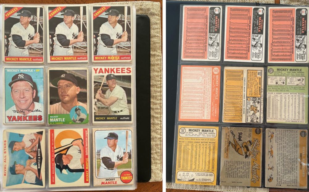 A combination image shows the front and back of a childhood collection of 1960s baseball cards of New York Yankees outfielder Mickey Mantle that were recently sold at auction, in Hoboken, New Jersey, US, November 9, 2021. u00e2u20acu201d Reuters pic