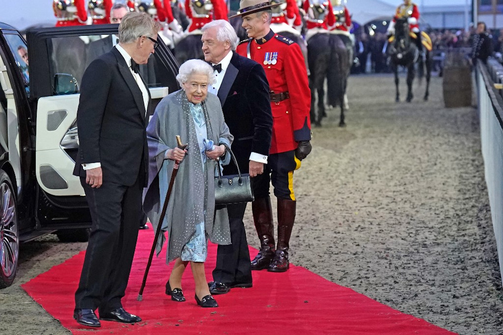 Britainu00e2u20acu2122s Queen Elizabeth II arrives for the u00e2u20acu02dcA Gallop Through Historyu00e2u20acu2122 Platinum Jubilee celebration at the Royal Windsor Horse Show at Windsor Castle on May 15, 2022. u00e2u20acu201d AFP pic