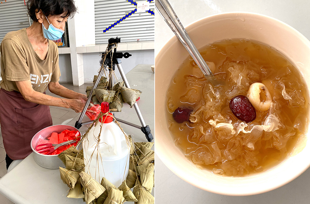 Look for Ah Wan at the food court or around SS22 Maybank on weekends (left). You can get a satisfying bowl of 'tong sui' filled with snow fungus, red dates, longans and sago pearls for just RM3 (right).