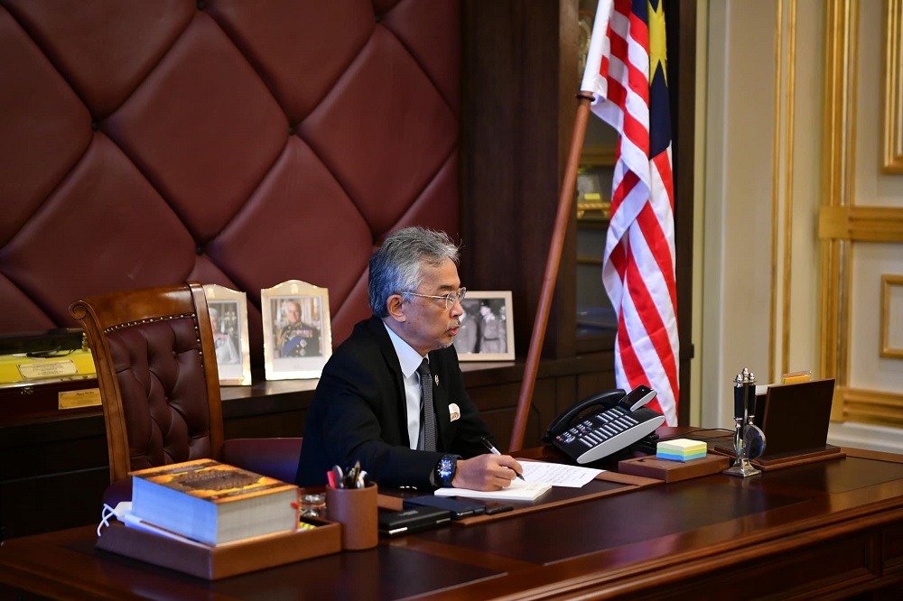 Yang di-Pertuan Agong Al-Sultan Abdullah Riu00e2u20acu2122ayatuddin Al-Mustafa Billah Shah had a 20-minute telephone conversation with Turkish President Recep Tayyip Erdogan yesterday. u00e2u20acu2022 Picture via Facebook/Istana Negara