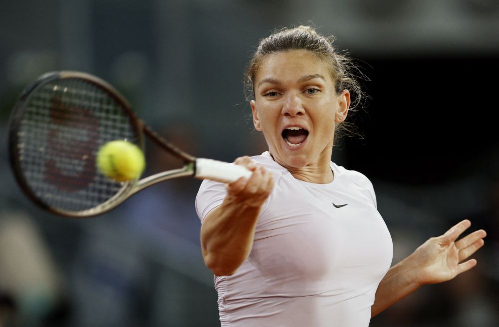 Simona Halep in action during her third round match against Coco Gauff at Caja Magica, Madrid May 2, 2022 u00e2u20acu201d Reuters pic