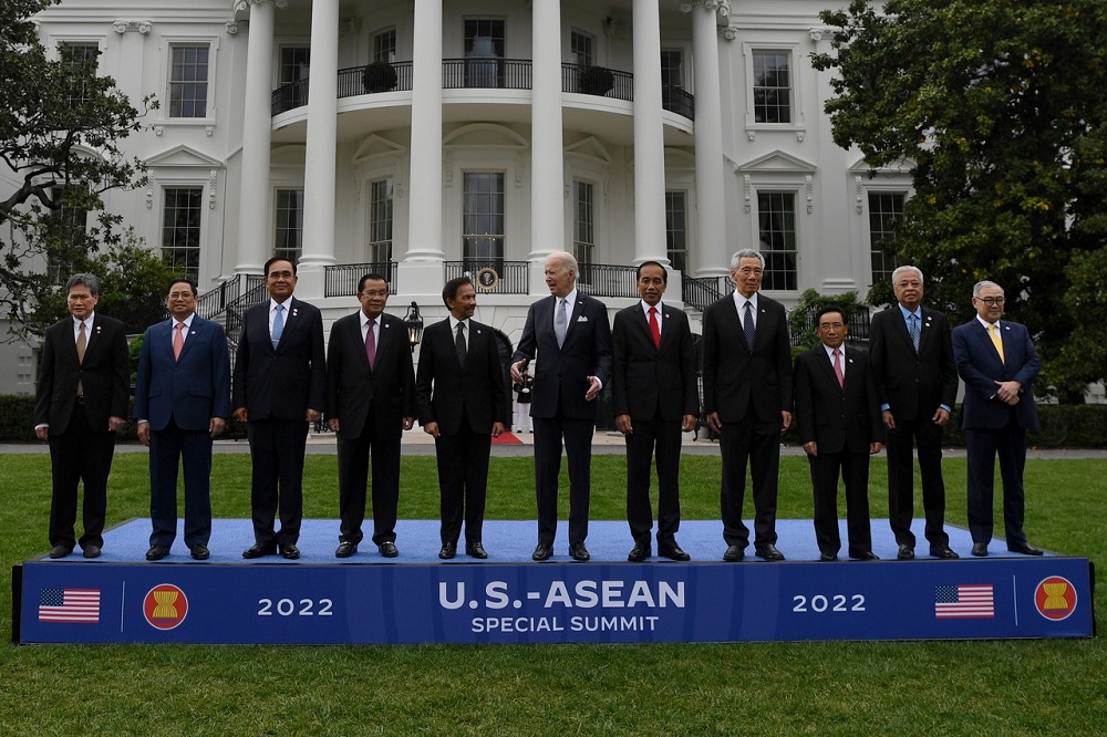 Prime Minister Datuk Seri Ismail Sabri Yaakob (second, right) poses for a group photo during Asean-US Special Summit at the White House in Washington May 13, 2022. u00e2u20acu2022 Reuters pic
