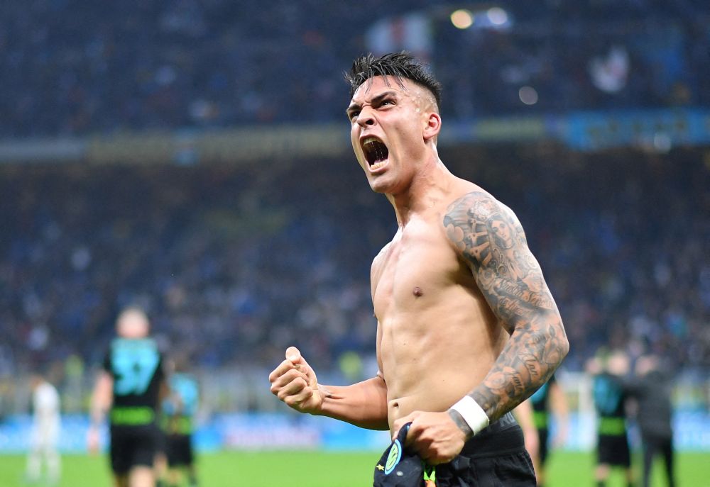 Inter Milan's Lautaro Martinez celebrates scoring their third goal against Empoli at the San Siro, Milan May 6, 2022. u00e2u20acu201d Reuters pic