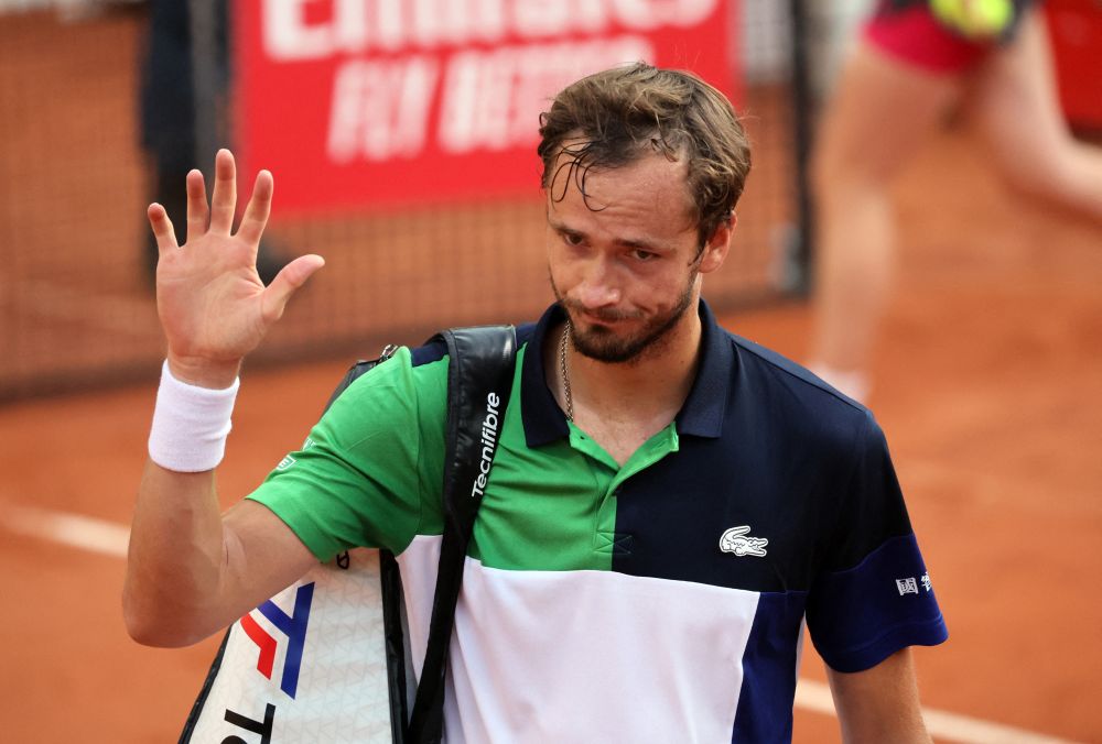 Russia's Daniil Medvedev looks dejected after losing his second round match against France's Richard Gasquet in Geneva May 17, 2022. u00e2u20acu201d Reuters pic