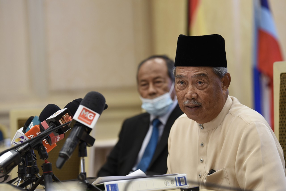 National Recovery Council chairman Tan Sri Muhyiddin Yassin during a press conference after chairing the MPN Meeting at the Ministry of Finance in Putrajaya, May 17, 2022. u00e2u20acu201d Bernama pic 