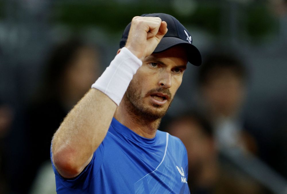 Andy Murray reacts during his first round match against Dominic Thiem at Caja Magica, Madrid May 2, 2022 u00e2u20acu201d Reuters pic