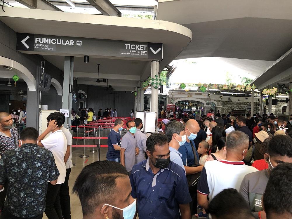 The crowd at the Penang Hill lower station. Penang Hill gets around 8,000 visitors daily during the holidays. ― Picture by Opalyn Mok