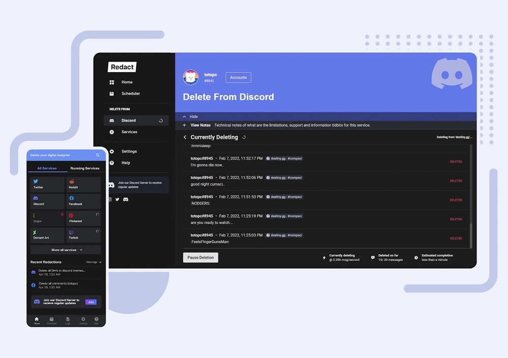 Redact can help you delete your history on many networks. u00e2u20acu2022 Picture courtesy of Redact