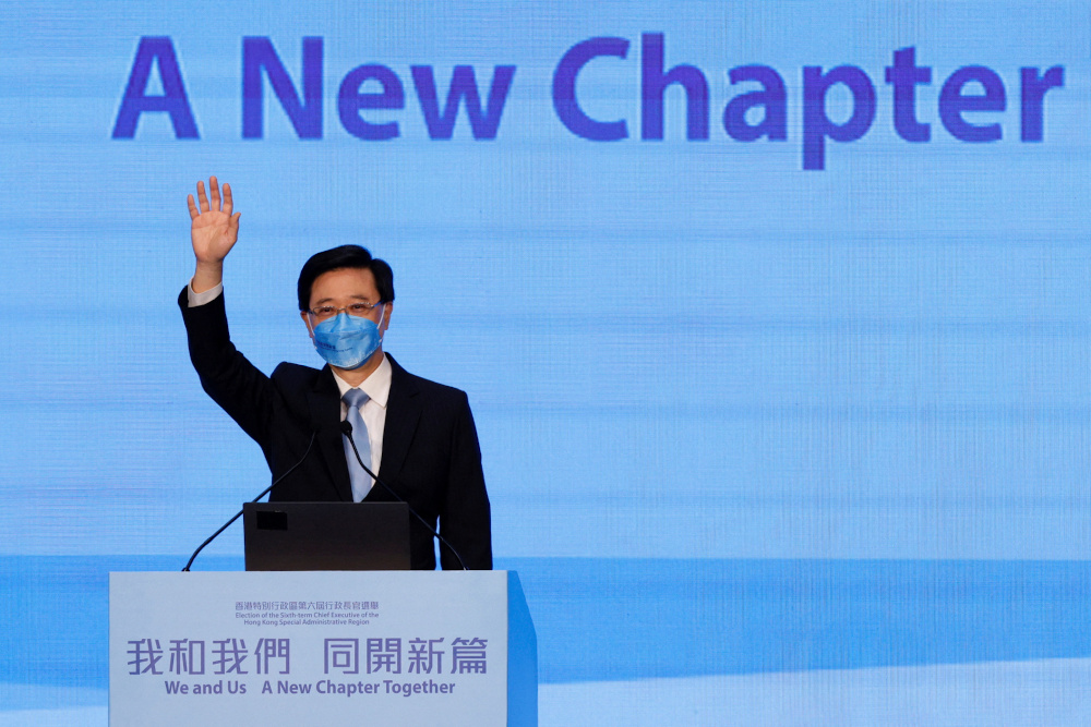 Hong Kong sole Chief Executive candidate John Lee holds a campaign rally, in Hong Kong May 6, 2022. u00e2u20acu201d Reuters pic
