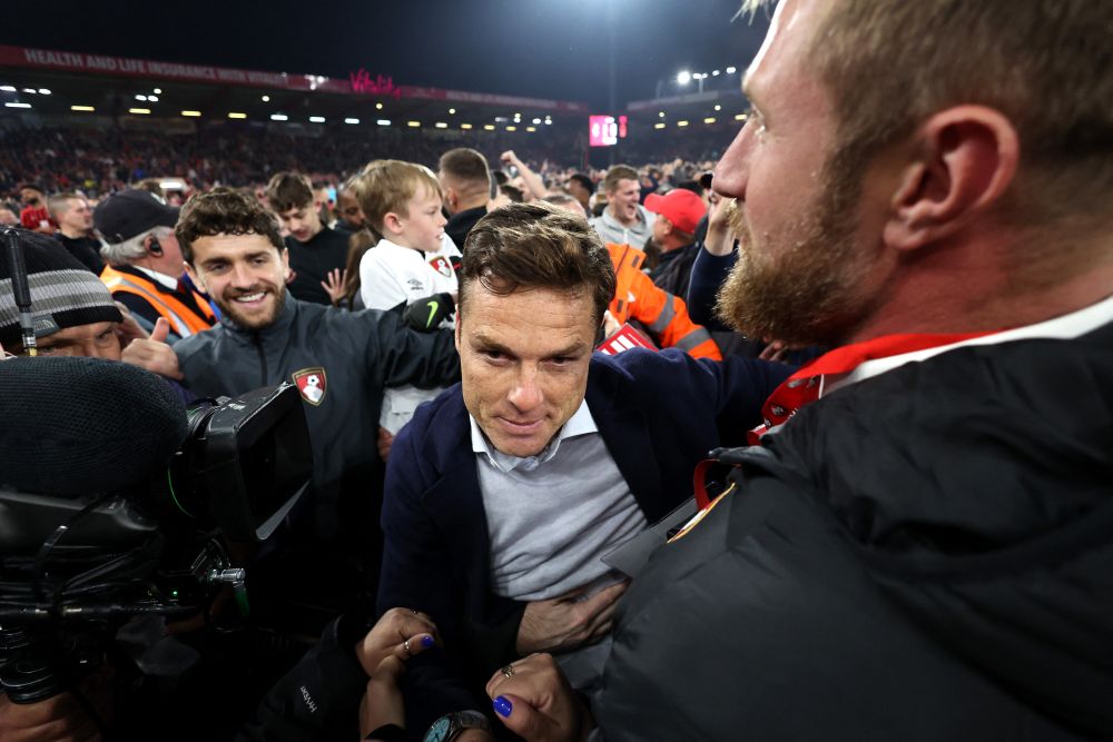 AFC Bournemouth manager Scott Parker celebrates promotion to the premier league after the match against Nottingham Forest at the Vitality Stadium in Bournemouth May 3, 2022. u00e2u20acu201d Reuters pic