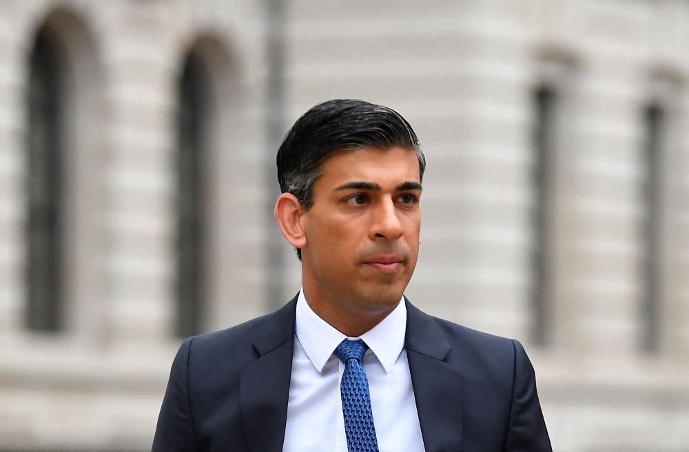 British Chancellor of the Exchequer Rishi Sunak walks near the Treasury building in London May 3, 2022. u00e2u20acu201d Reuters pic