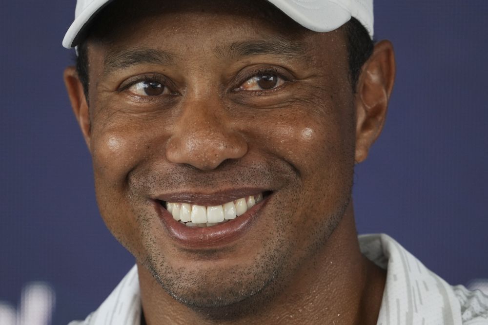 Tiger Woods smiles during his press conference during a practice round for the PGA Championship golf tournament at Southern Hills Country Club in Tulsa May 17, 2022. u00e2u20acu201d Reuters pic