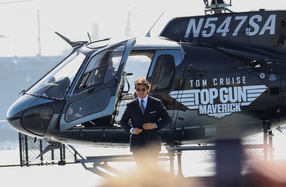 Tom Cruise arrives at the global premiere for the film u00e2u20acu02dcTop Gun: Mavericku00e2u20acu2122 on the USS Midway Museum in San Diego May 4, 2022. u00e2u20acu201d Reuters pic 