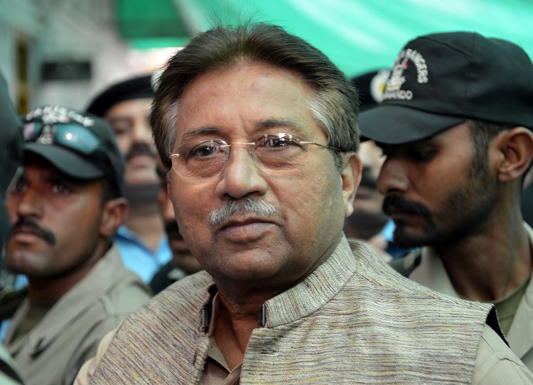 Former Pakistani president Pervez Musharraf arrives at an anti-terrorism court in Islamabad, in this file photo April 20, 2013. u00e2u20acu201d AFP pic