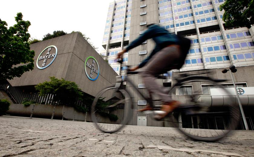 A man rides a bicycle in front of the building of Germany's largest drugmaker Bayer HealthCare Pharmaceuticals in Berlin, in this April 28, 2011 file photo.  u00e2u20acu201d Reuters pic