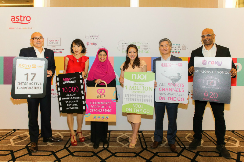 Picture shows (from left) Raymond Tan, Astro Chief Investment Officer, Liew Swee Lin, Astro Chief Commercial Officer, Datuk Rozalila Abdul Rahman, Astro GS shop CEO, Datuk Rohana Rozhan, Astro CEO, Henry Tan, Astro COO and Jake Abdullah, Astro Radio CEO.