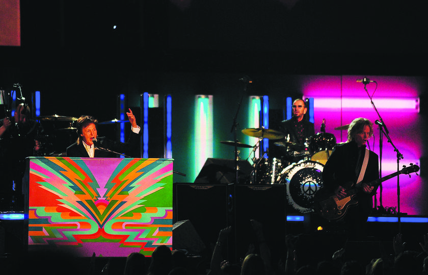  McCartney (left) and Starr perform at the Grammy Awards show in Los Angeles.