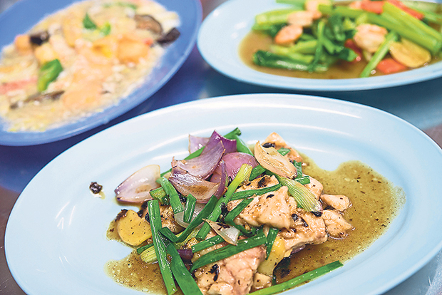 The dishes served here are simple fare such as this fish fillet stir fried in a ginger gravy