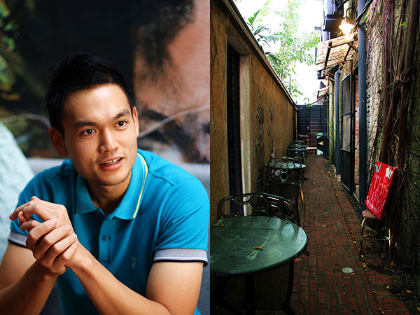 Burps & Giggles is the brainchild of 27-year-old Dexter Song, a former finance and logistics professional in Melbourne (left). Plenty of shade and ambiance in the back alleys (right)