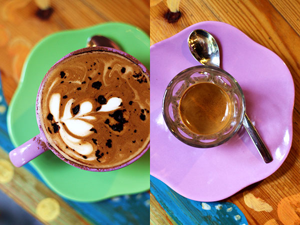 Perhaps the best place for cappuccino (left) and espresso (right) in Ipoh