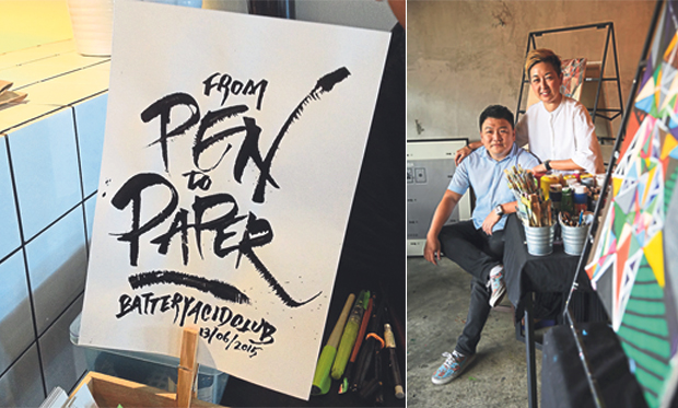 Shop till you drop for vintage toys and collectibles at this bazaar organised by Battery Acid Club (left). Christopher Koh and Lynette Cheng are the faces behind Lorem Ipsum, a cafe that organises art jams (right)