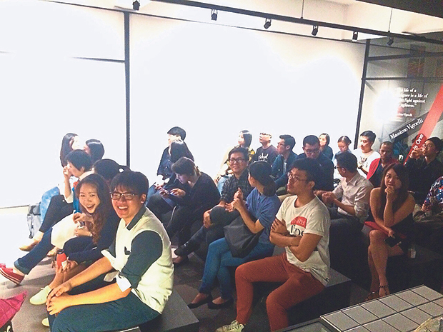 The crowd at Battery Acid Club enjoying the movie screening