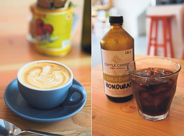 Flat white using Espresso Supreme beans (left). The Cold Drip Honduras is a delight on the palate (right)