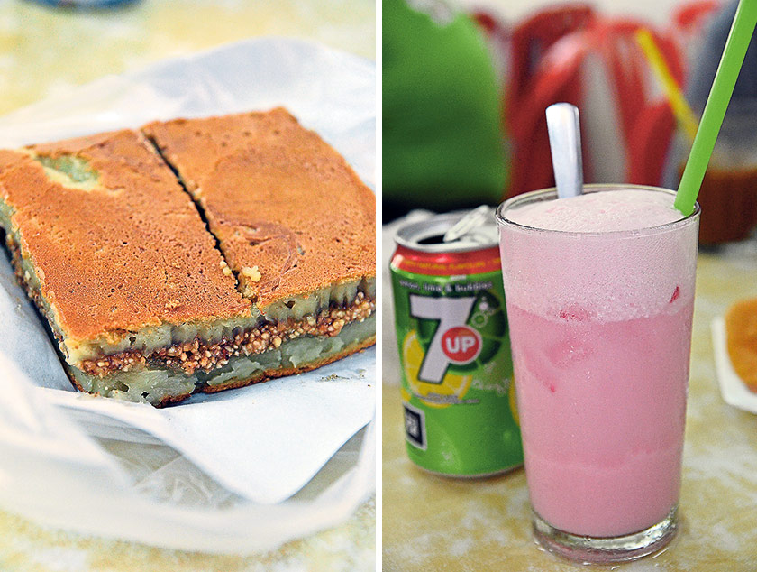 Pillowy soft and stuffed with crushed peanuts and sugar, the Apom Balik makes for a light snack that you can pack home for tea later (left). 7 Up Float; an evergreen classic at Loke Wooi Kee that will bring a smile to your face (right)