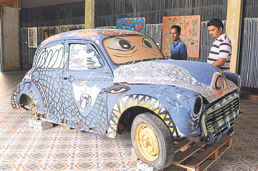 A joint masterpiece by 4Some which is part of the Urban Exchange exhibition at Hin Bus Depot Art Centre