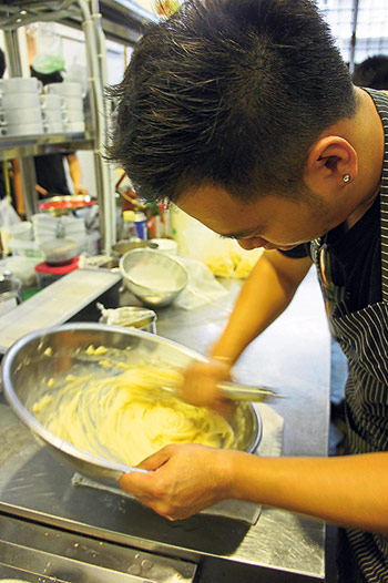 At Amaze K Cafe, a lot of work goes into beating the batter into a silky consistency.