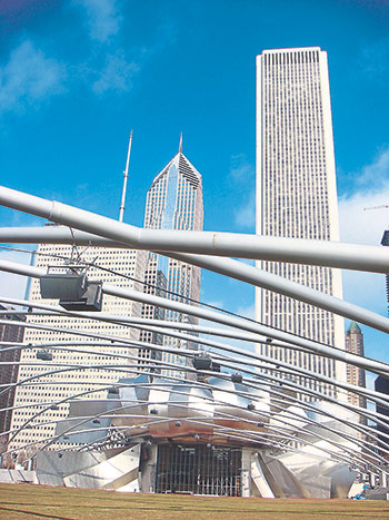 The Frank Gehry-designed Pritzker Pavilion is a bandshell that has hosted large-scale music festivals and even sporting events