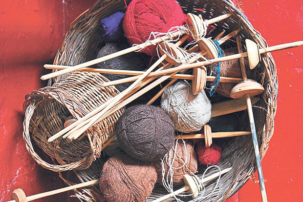 Some of the colourful yarn used to make local, artisanal handicraft.