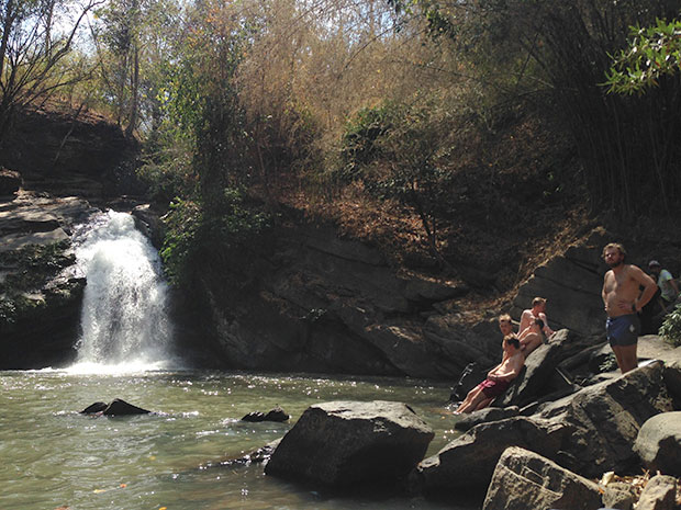Cooling off at Mae Wang Waterfall.