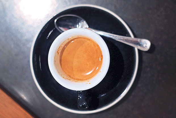 An espresso made with East Blend, a Nude Espresso house blend that has Brazilian notes of dark chocolate.
