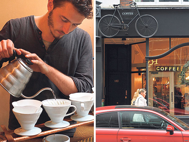 A friendly barista at TAP Coffee wetting the filter paper (left). Formerly known as Tapped and Packed, TAP Coffee is a specialty café without the fuss (right).