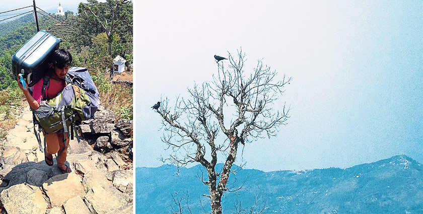 Raniban’s porters make light work of the 500-step climb (left). Just lie back and take in the best of nature’s offerings (right).
